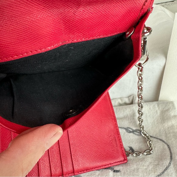 PRADA magenta color nylon Tessuto enamel mini compact wallet crossbody - Picture 10 of 14